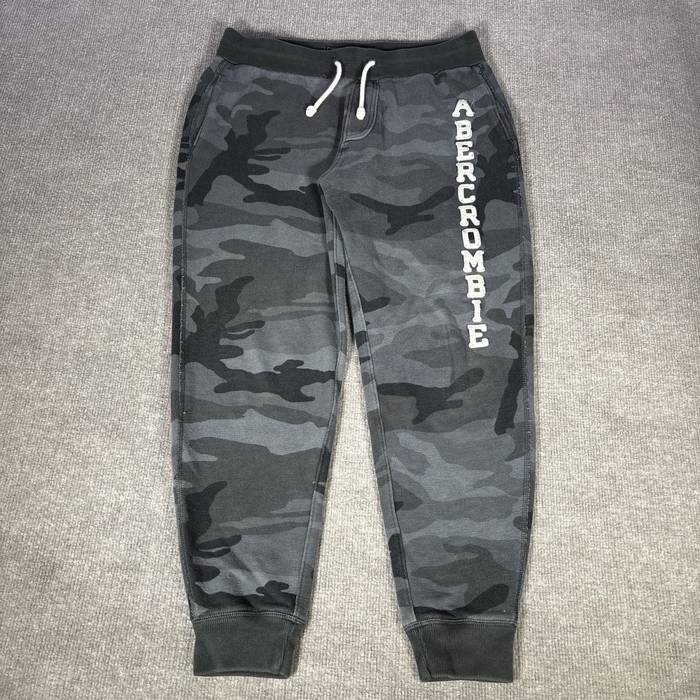 Abercrombie & Fitch Sweatpants Mens S Gray Camo Joggers Embroidered Y2K